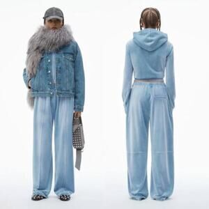 Alexander Wang | NWT Track Pant in Washed Light Blue Velour Sweat Pants XS